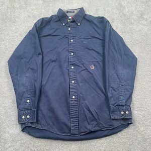 Tommy Hilfiger Men's Button Up Shirt Size Med Blue Long Sleeve Cotton